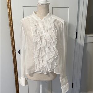 CAbi Noble Ruffle Front Blouse - L - Like New